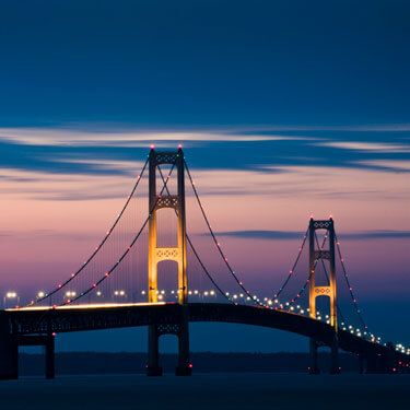 Michigan suspension bridge at duck