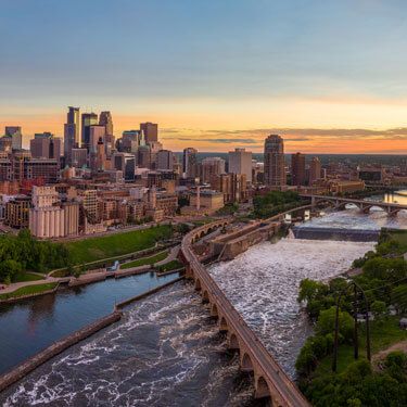 aerial view of Minnesota city skyline