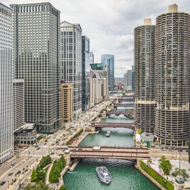 Freight Shipping from Arizona to Chicago - Aerial View of Riverwalk