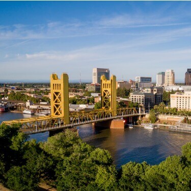 Freight Shipping from Arizona to California - Aerial View of Tower Bridge in Sacramento, California