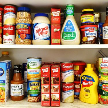 processed foods on shelf