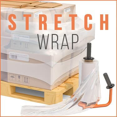 Stretch wrap that has been wrapped around palletized boxes