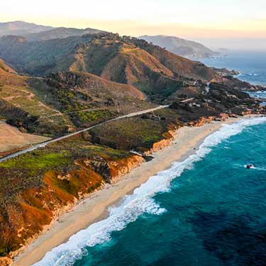 Freight Shipping from California to New York - Aerial view of California shoreline