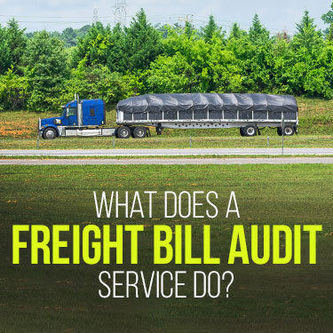 Freight bill audit - sideview of a semi truck driving down the highway