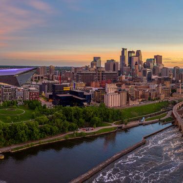 aerial view of Minnesota city skyline