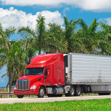 Freight shipping truckload on highway in florida