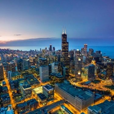 freight shipping from Illinois Chicago skyline aerial view