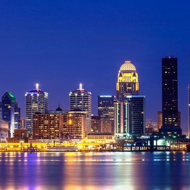 city skyline in Indiana at night