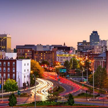 Massachusetts skyline at dusk